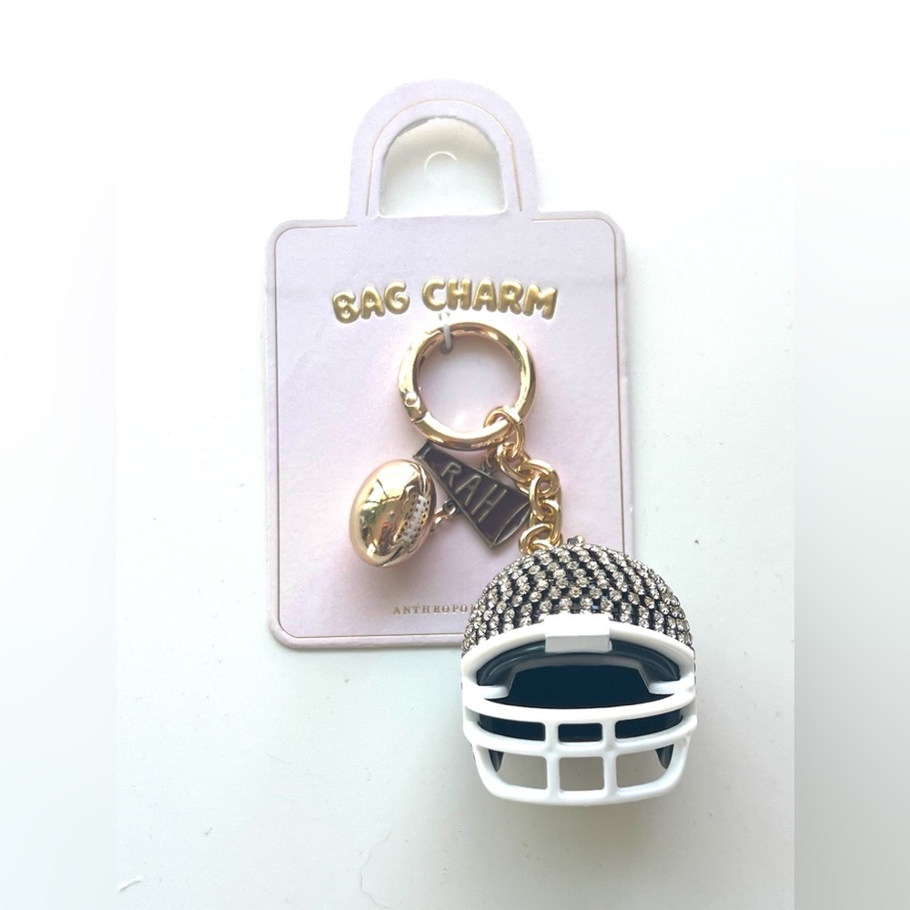 Anthropologie Gold and Black Football Helmet Bag Charm